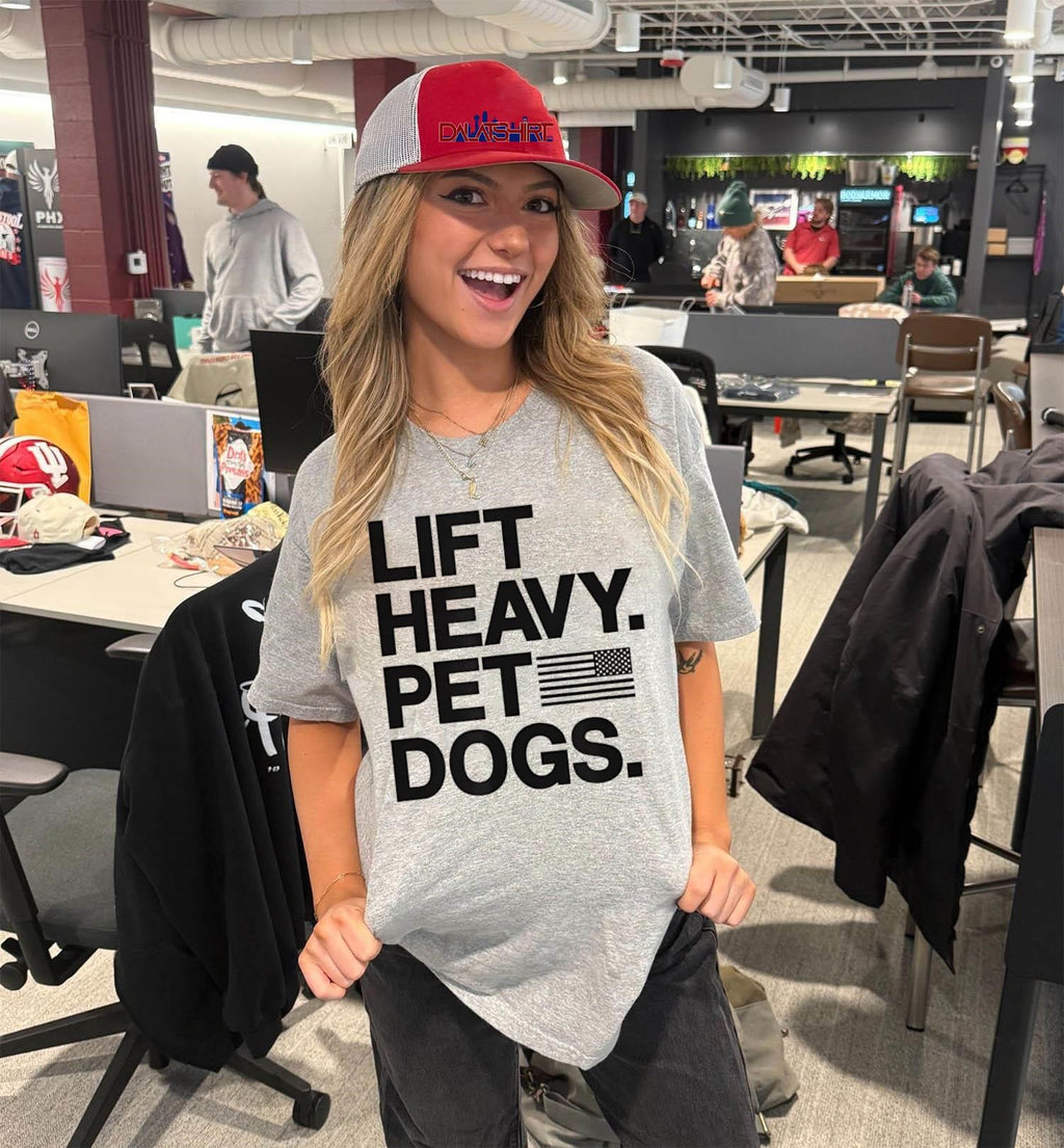 Lift Heavy Pet Dogs American Flag Gym shirt