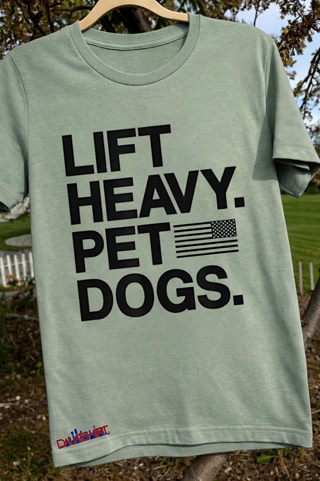 Lift Heavy Pet Dogs American Flag Gym shirt