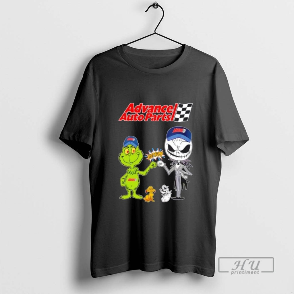 Limited Edition Advance Auto Parts X Grinch And Jack Skellington Fist Bump Uniwilling Friends Graphic