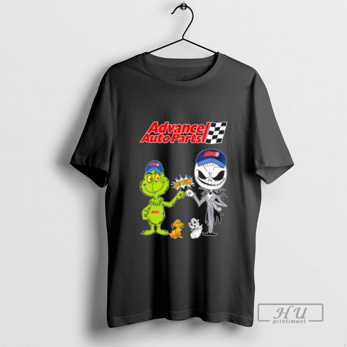 Limited Edition Advance Auto Parts X Grinch And Jack Skellington Fist Bump Uniwilling Friends Graphic