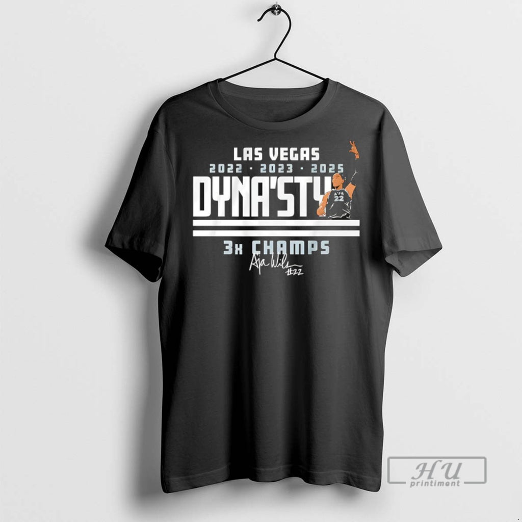 Limited Edition Aja Wilson Las Vegas Aces 2022 2023 2025 Dynasty 3x Champs Graphic Tee