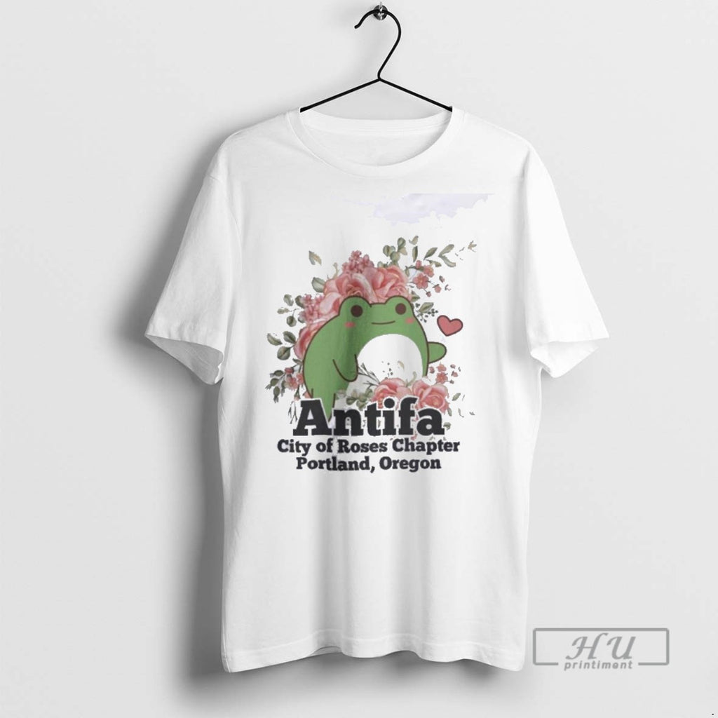 Limited Edition Antifa Frog City Of Roses Chapter Portland Oregon Graphic Tee Shirt Sweatshirt Hoodies