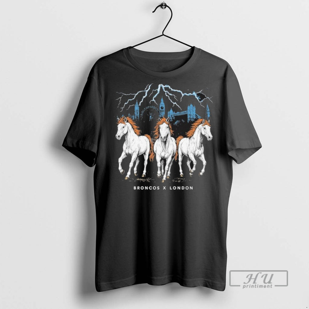 Limited Edition Broncos X London Game Three Horse Power Graphic Tee Shirt Sweatshirt Hoodies