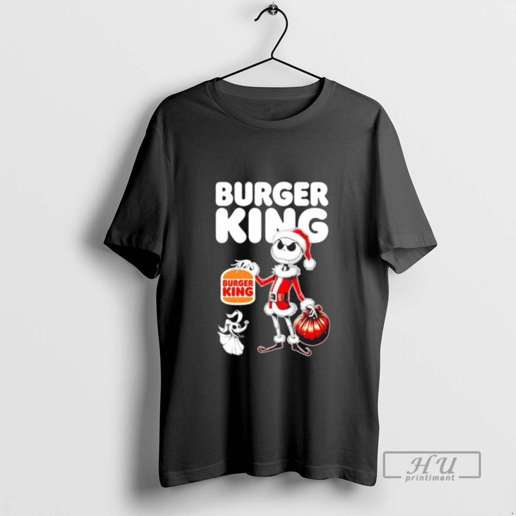 Limited Edition Burger King X Jack Skellington Santa Isnt Real Christmas Graphic Tee Shirt