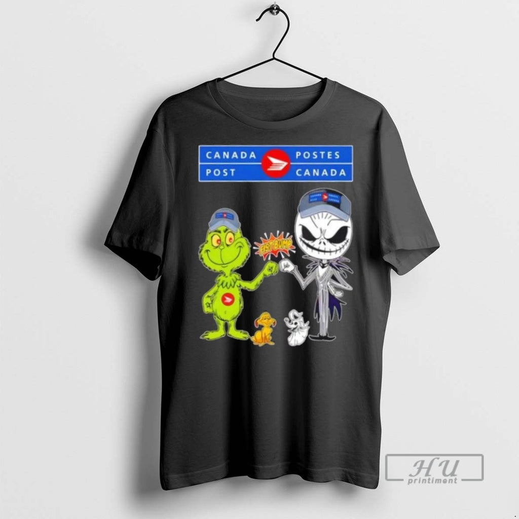 Limited Edition Canada Post X Grinch And Jack Skellington Fist Bump Uniwilling Friends Graphic Tee