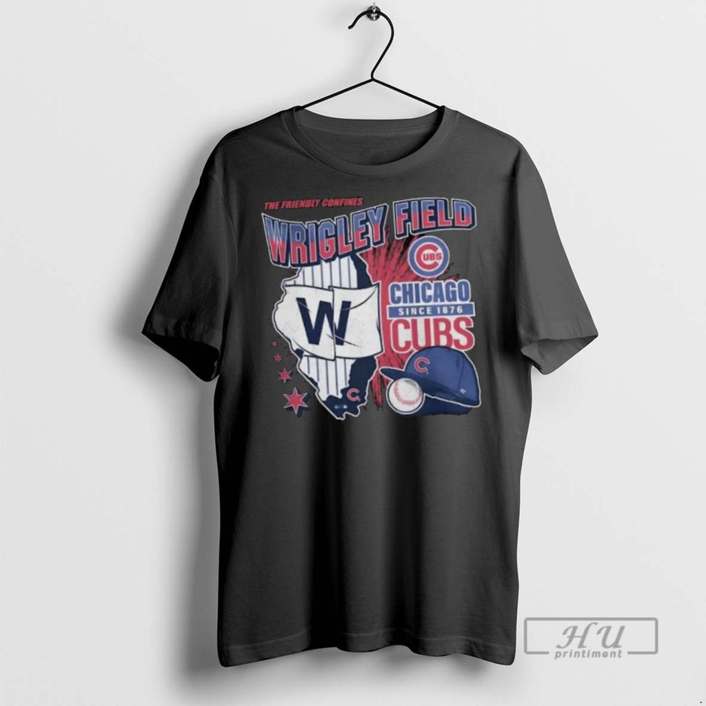 Limited Edition Chicago Cubs The Friendly Confines Wrigley Field Long Sleve Graphic Tee Shirt