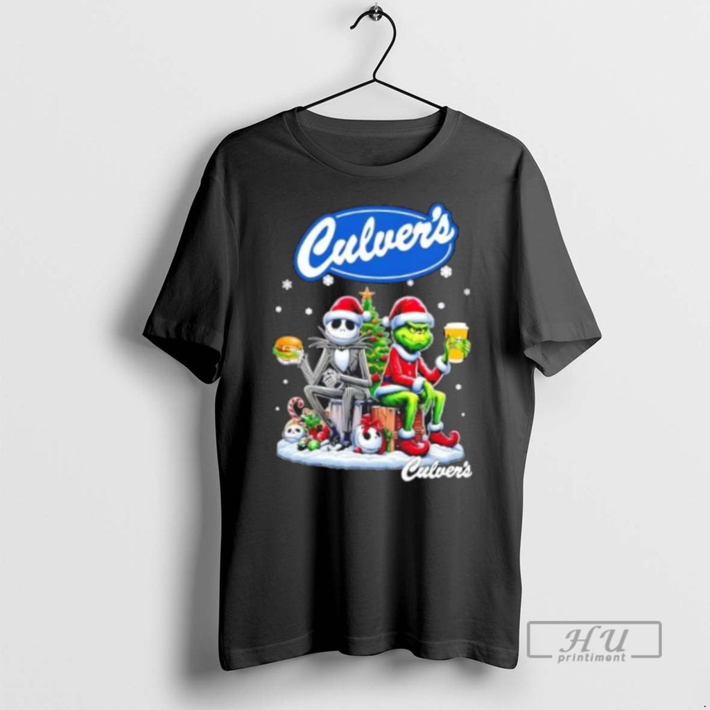 Limited Edition Culvers X Grinch And Jack Skellington Unwilling Friends Merry Christmas Graphic
