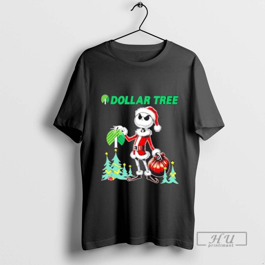 Limited Edition Dollar Tree X Jack Skellington Santa Isnt Real Christmas Graphic Tee Shirt