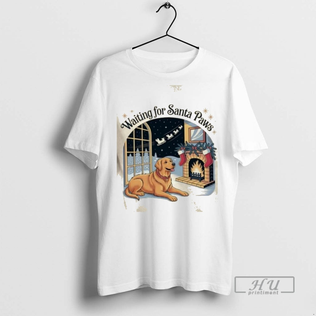 Limited Edition Golden Dog Retriever Santa Paws Christmas Graphic Tee Shirt Sweatshirt Hoodies