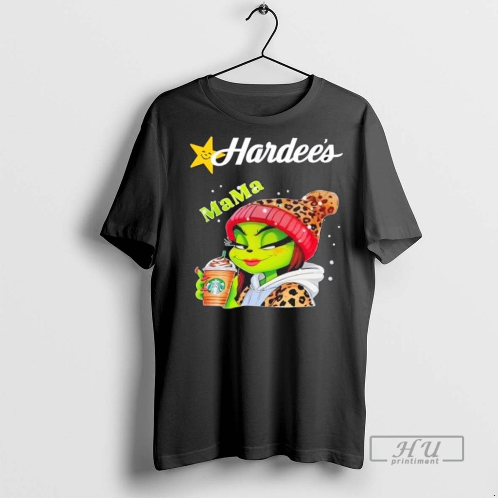Limited Edition Hardees X Grinch Mama Christmas Graphic Tee Shirt Sweatshirt Hoodies