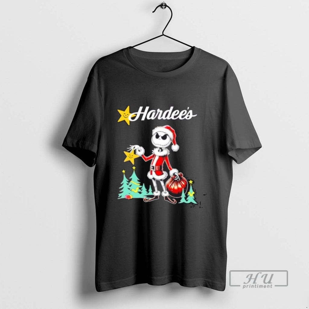 Limited Edition Hardees X Jack Skellington Santa Isnt Real Christmas Graphic Tee Shirt Sweatshirt Hoodies