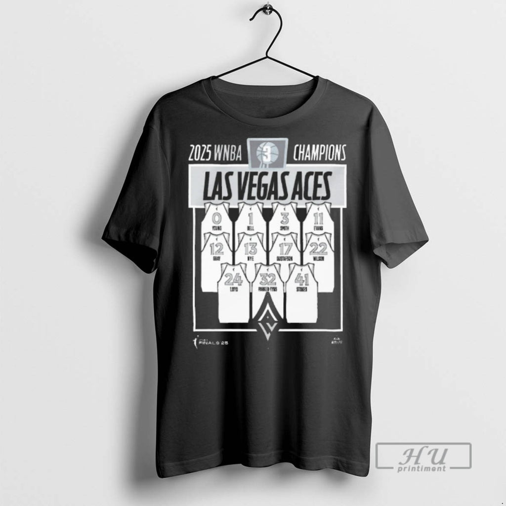 Limited Edition Las Vegas Aces Basketball 2025 Wnba Finals Champions Jersey Roster Graphic