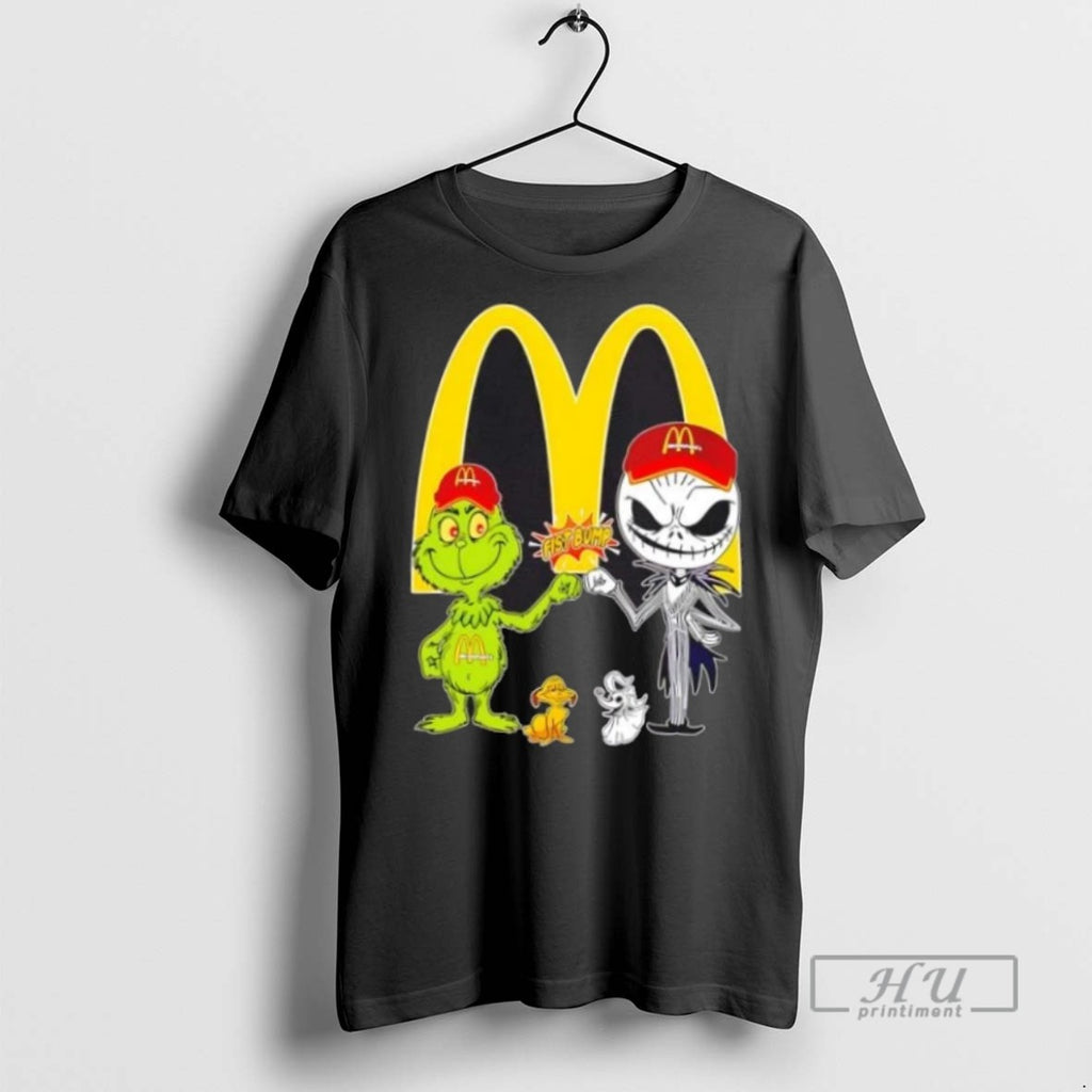 Limited Edition Mcdonalds X Grinch And Jack Skellington Fist Bump Uniwilling Friends Graphic