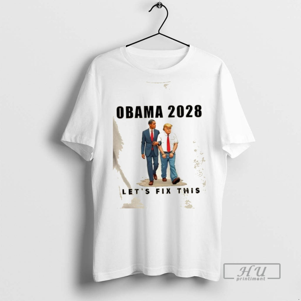 Limited Edition Obama 2028 Lets Fix This Trump Jail Graphic Tee Shirt Sweatshirt Hoodies