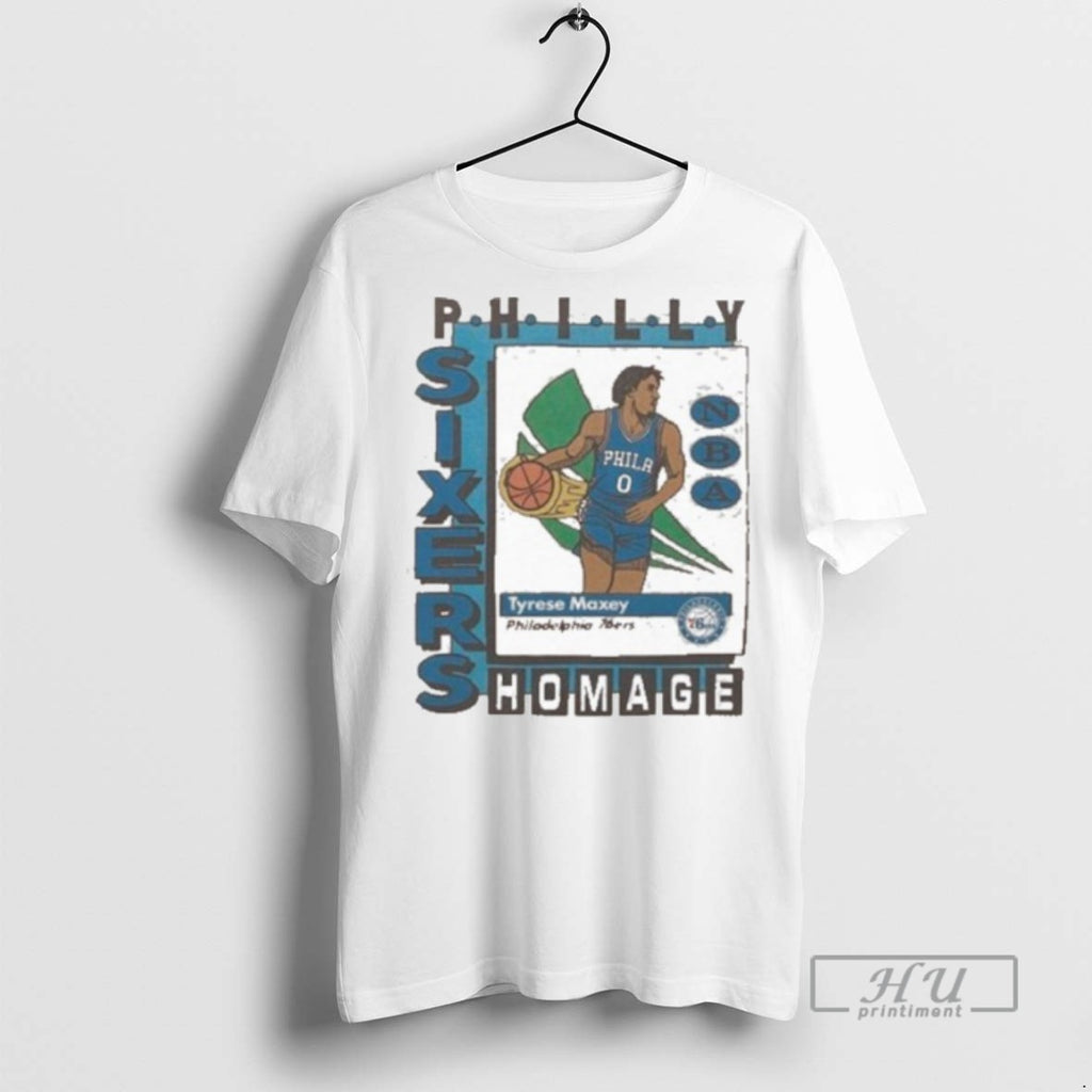 Limited Edition Philadelphia 76ers Trading Card Tyrese Maxey Graphic Tee Shirt Sweatshirt Hoodies