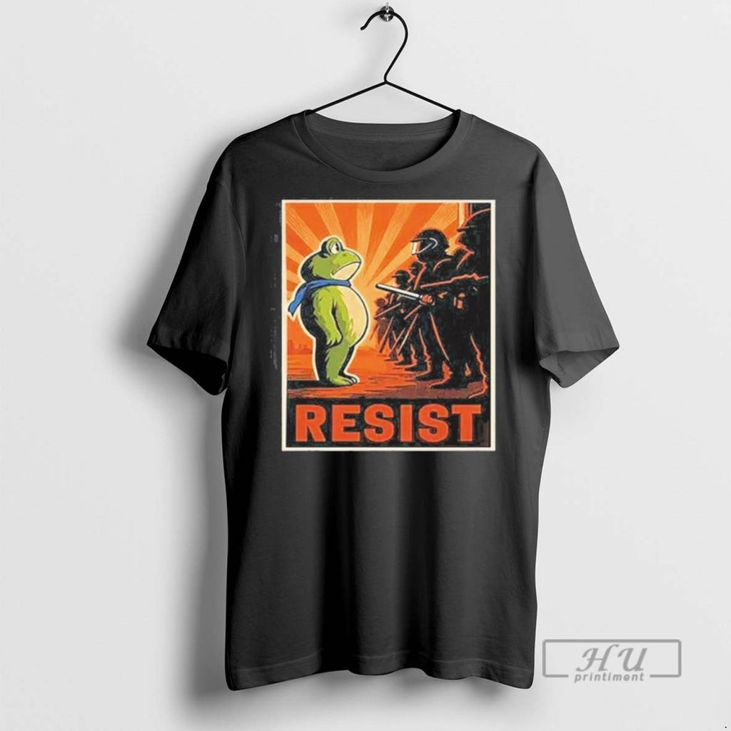 Limited Edition Portland Frog Protest Resist Retro Sunset Graphic Tee Shirt Sweatshirt Hoodies