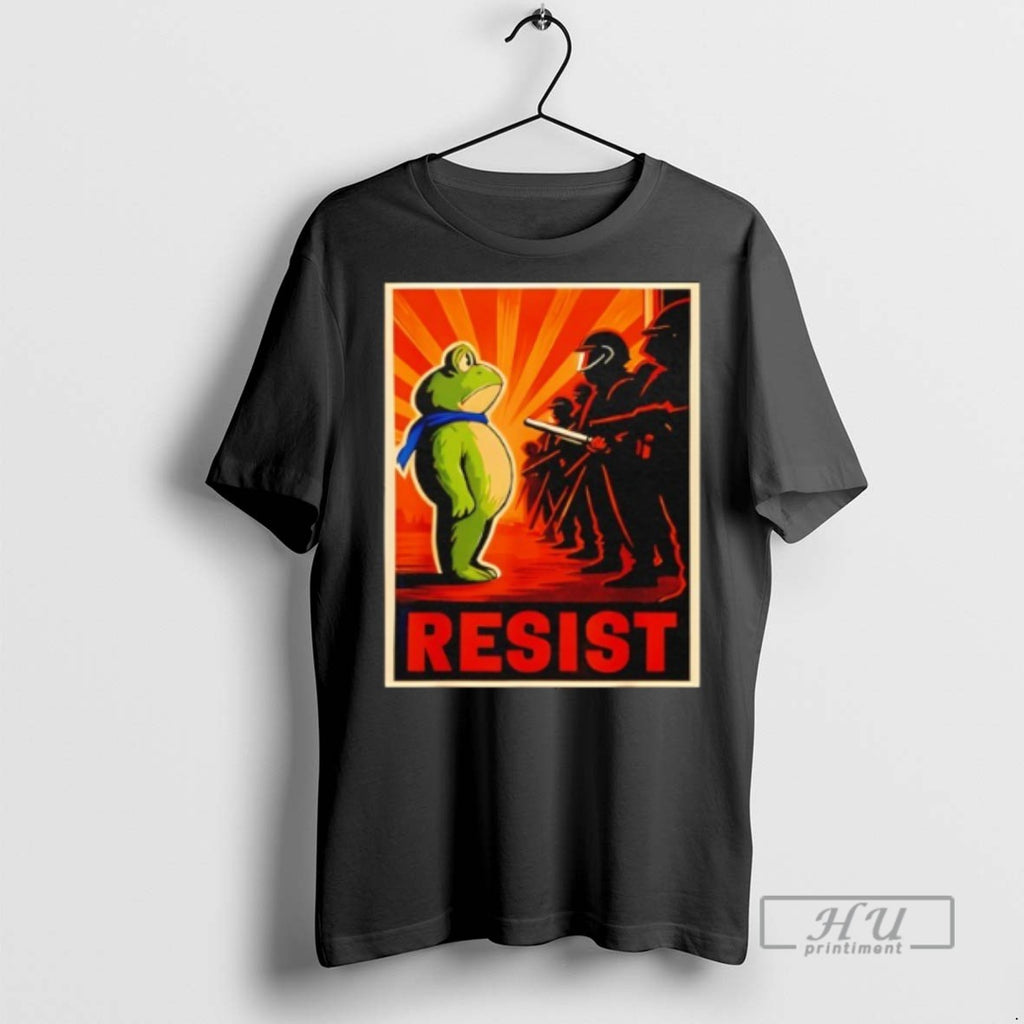 Limited Edition Resist Frog Portland Frog Protest Retro Graphic Tee Shirt Sweatshirt Hoodies