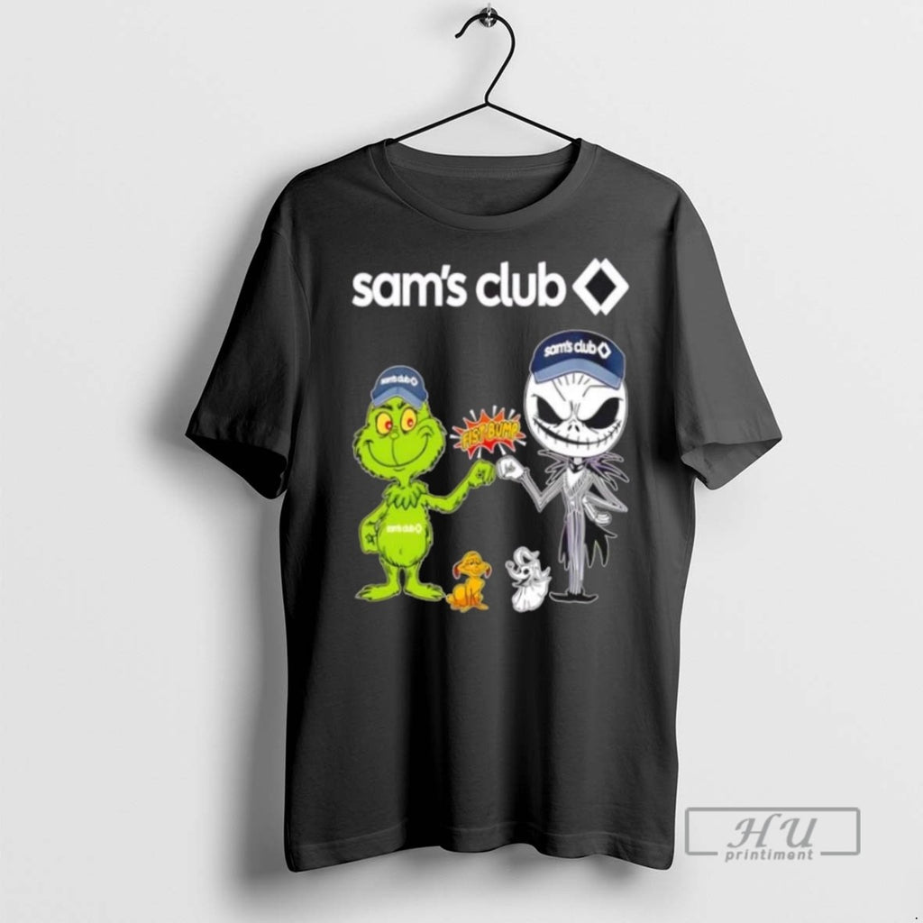 Limited Edition Sams Club X Grinch And Jack Skellington Fist Bump Uniwilling Friends Graphic Tee