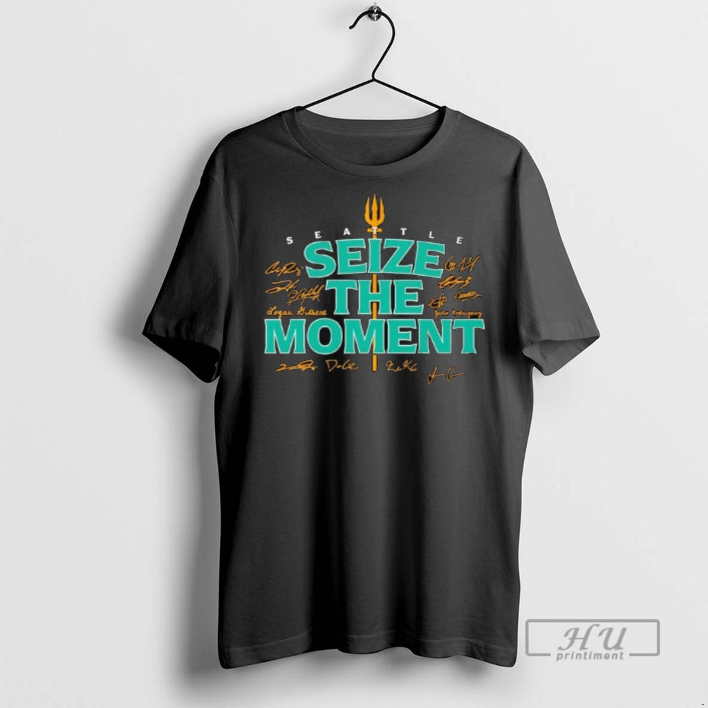 Limited Edition Seattle Baseball Seize The Moment Signatures Graphic Tee Shirt Sweatshirt Hoodies