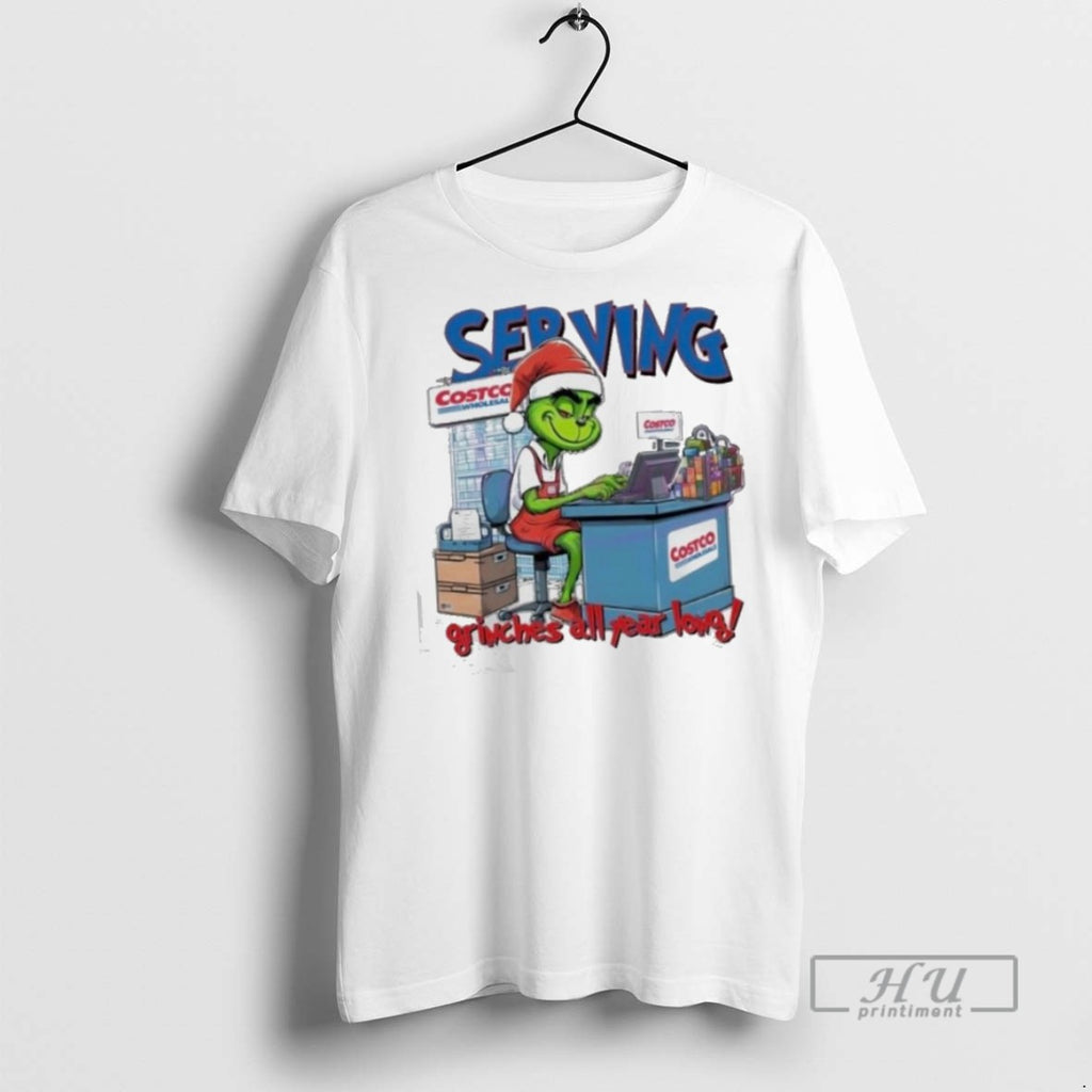 Limited Edition Serving Grinches All Year Long Costco Christmas Grinch 2025 Graphic Tee Shirt