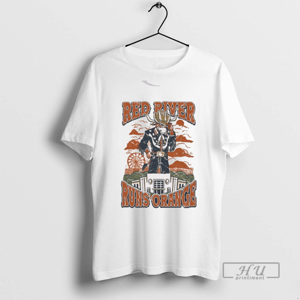 Limited Edition Texas Longhorns River Runs Orange Mascot Painting T Graphic Tee Shirt Sweatshirt Hoodies