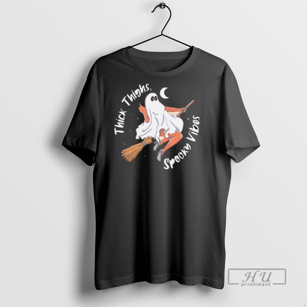 Limited Edition Thick Thighs Spooky Vibes Ghost Graphic Tee Shirt Sweatshirt Hoodies