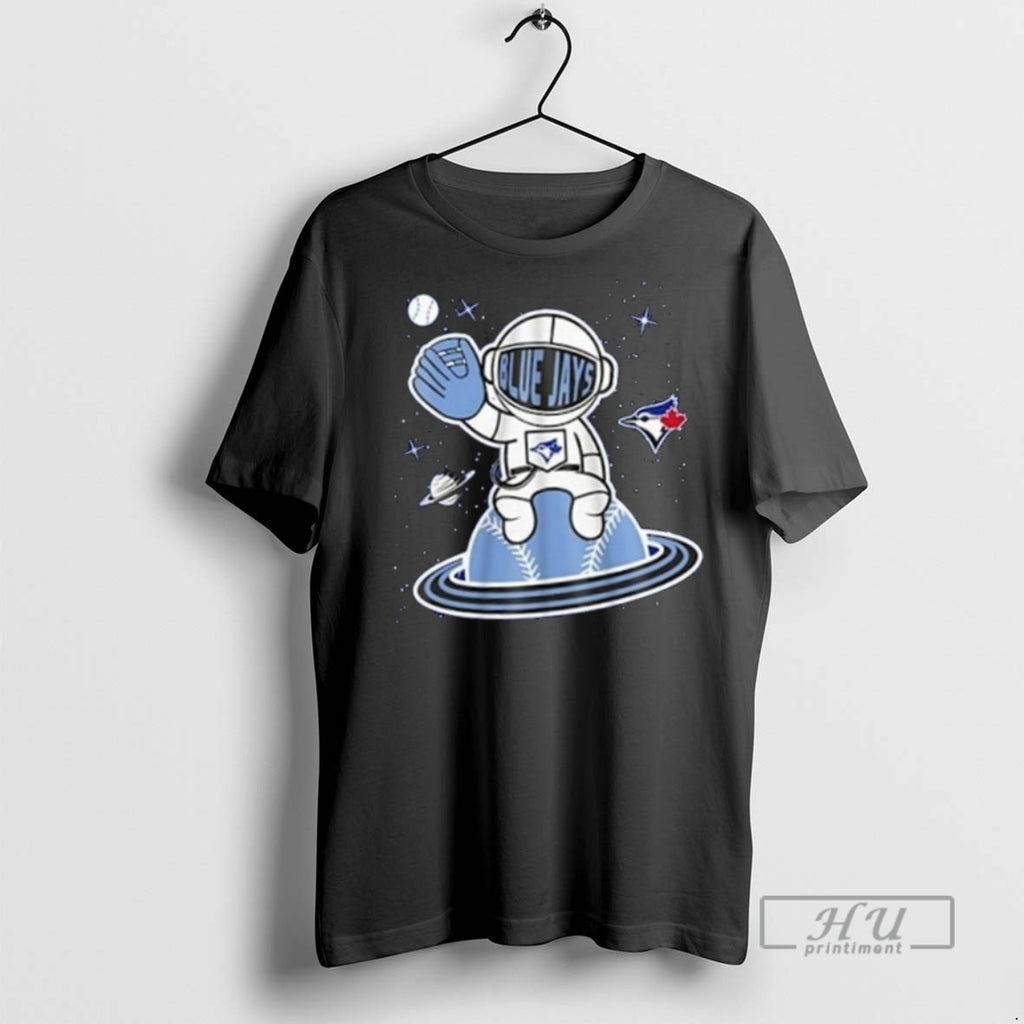 Limited Edition Toronto Blue Jays Boys Blue Space Ball Long Sleve Graphic Tee Shirt