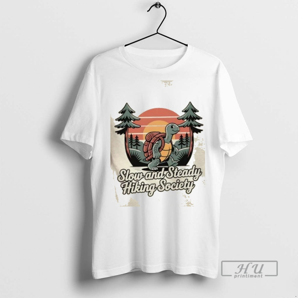 Limited Edition Tortoise Slow And Steady Hiking Society Graphic Tee Shirt Sweatshirt Hoodies