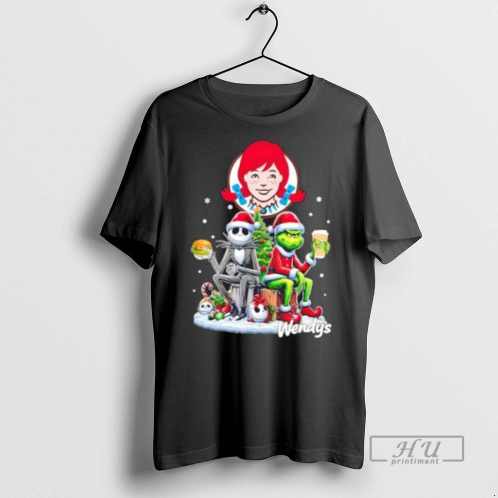 Limited Edition Wendys X Grinch And Jack Skellington Unwilling Friends Merry Christmas Graphic