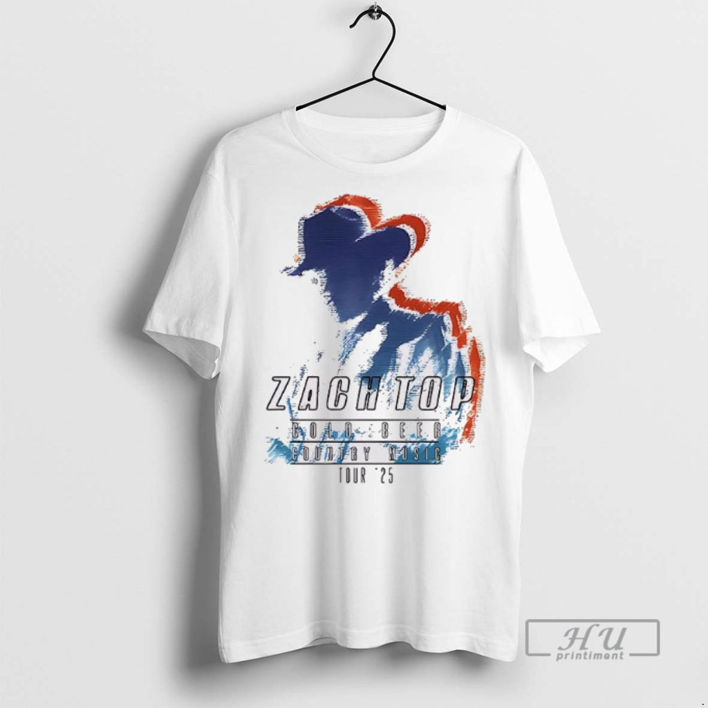Limited Edition Zach Top Cold Beer Country Music Tour 2025 Graphic Tee Shirt Sweatshirt Hoodies