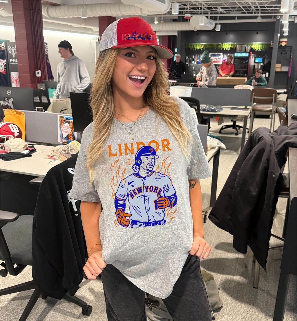 Lindor New York Mets Baseball Player On Fire shirt