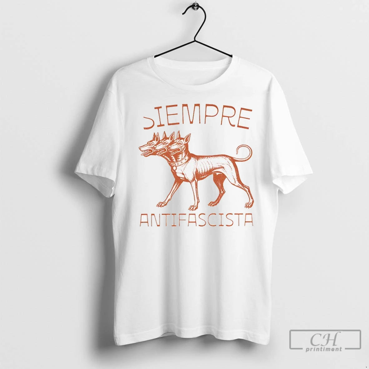 Linocut 3 Headed Dog Siempre Antifascista Anti Fascism T Shirts