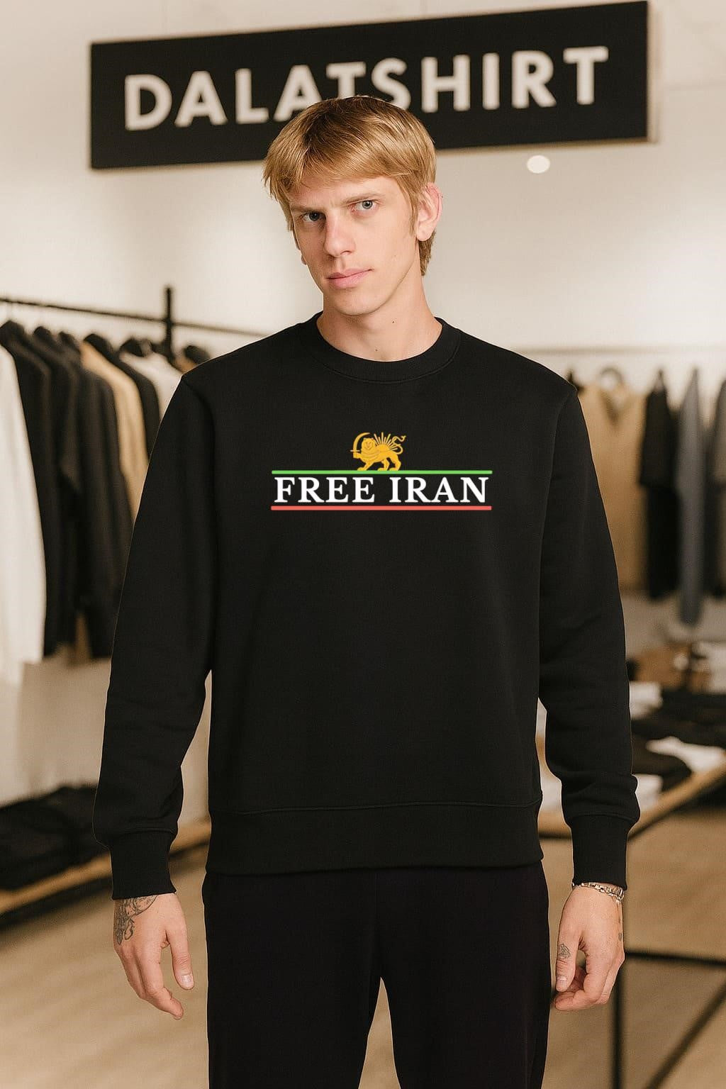 Lion and Sun Symbol Free Iran Flag Stripes shirt