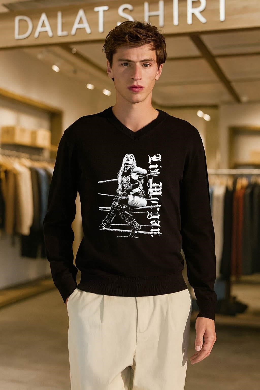 Liv Morgan Wrestling Gothic Font Portrait graphic shirt