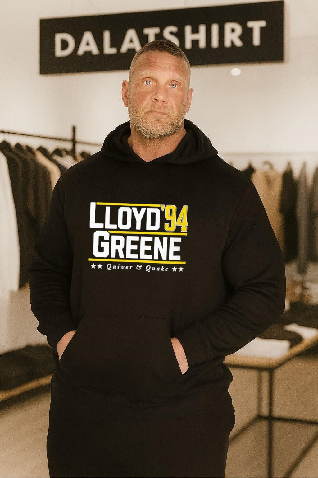 Lloyd Greene ’94 Quiver and Quake shirt