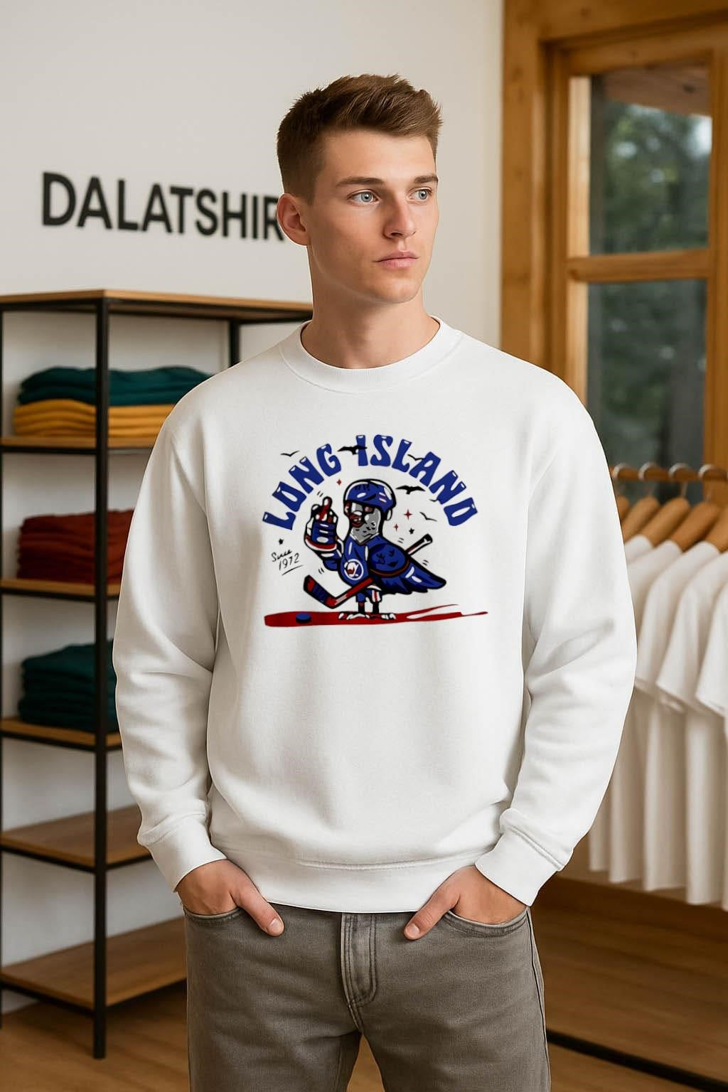Long Island Since 1972 Pigeon Hockey Player Graphic shirt