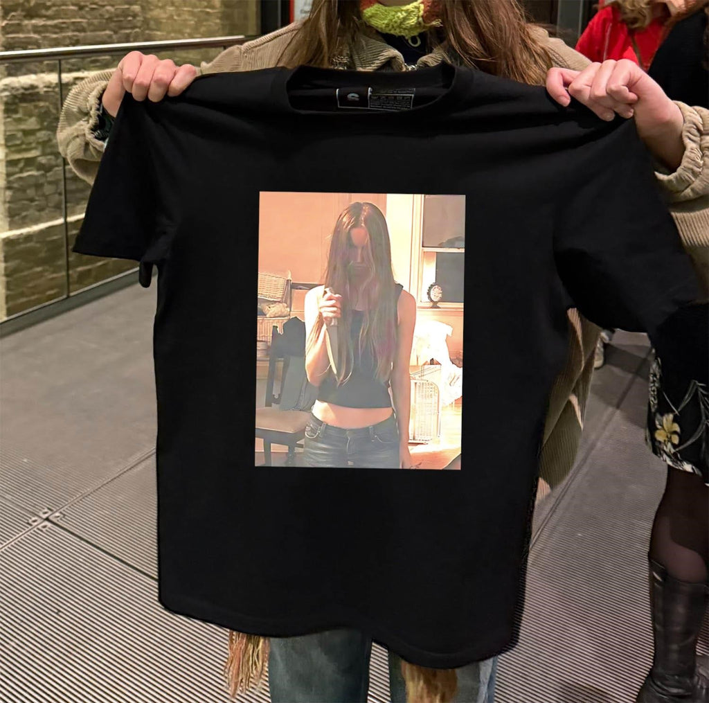 Long hair girl holding sharp survival knife shirt