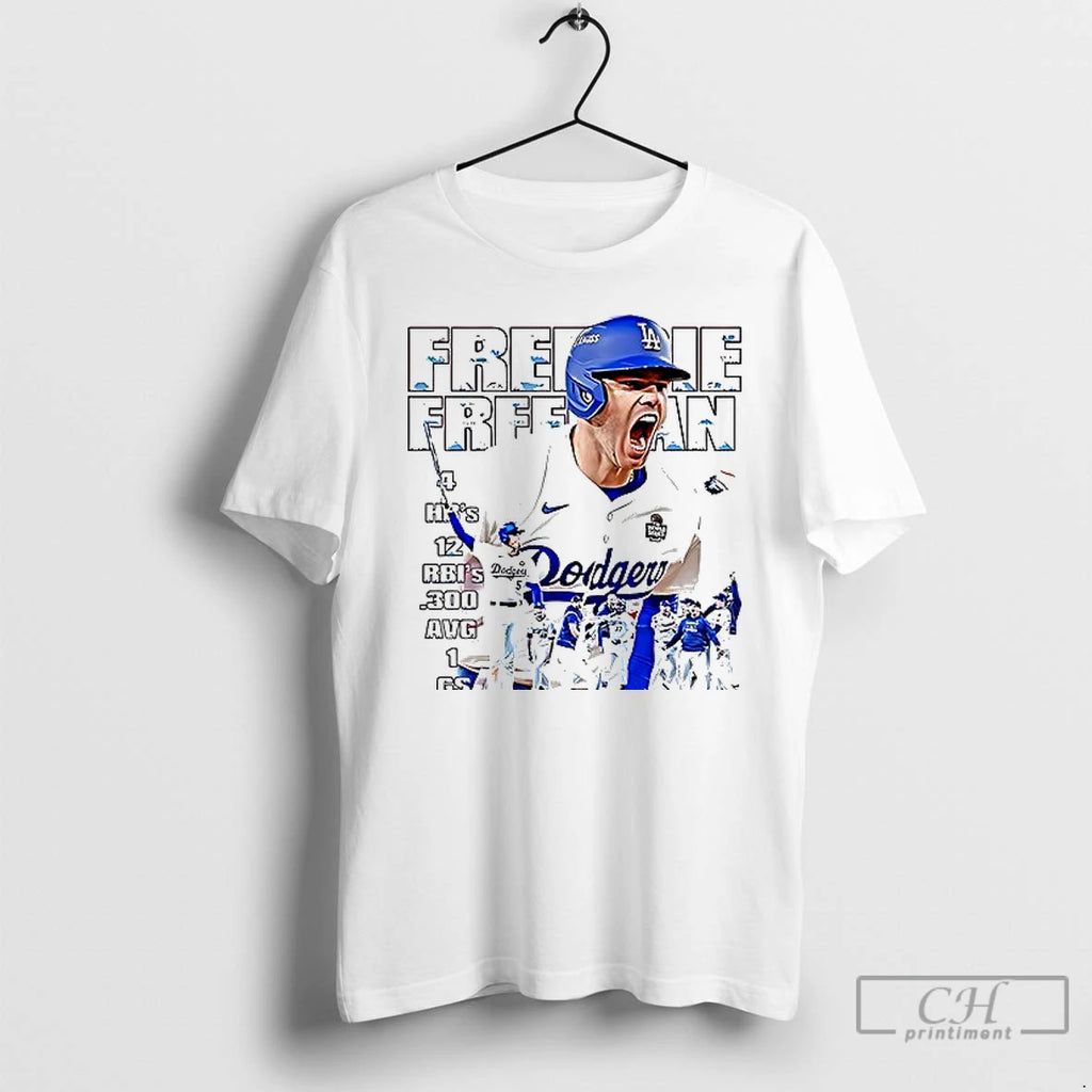Los Angeles Dodgers Freddie Freeman Hr12 Rbis 300 Avg 1 Gs Graphic T Shirts