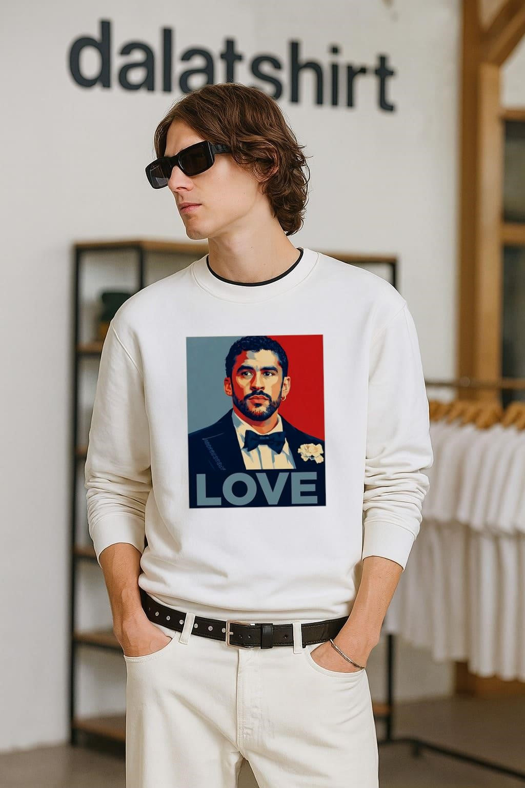 Love Bad Bunny Portrait Shepard Fairey Style Hope Poster Art shirt