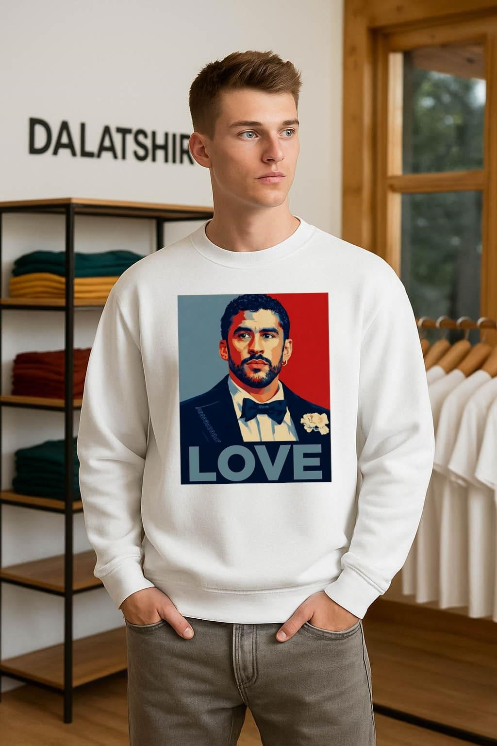 Love Bad Bunny Portrait Shepard Fairey Style Hope Poster Art shirt