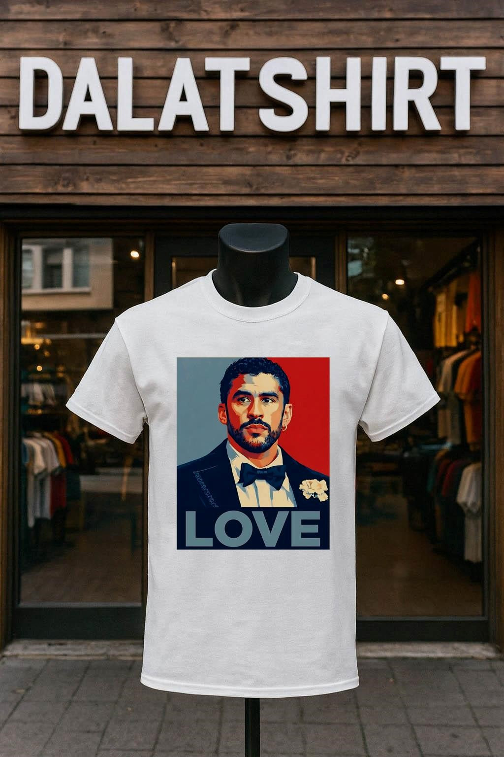 Love Bad Bunny Portrait Shepard Fairey Style Hope Poster Art shirt