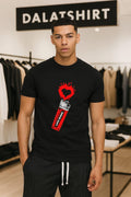 Love Burns Heart Flame Red Lighter Illustration Graphic shirt