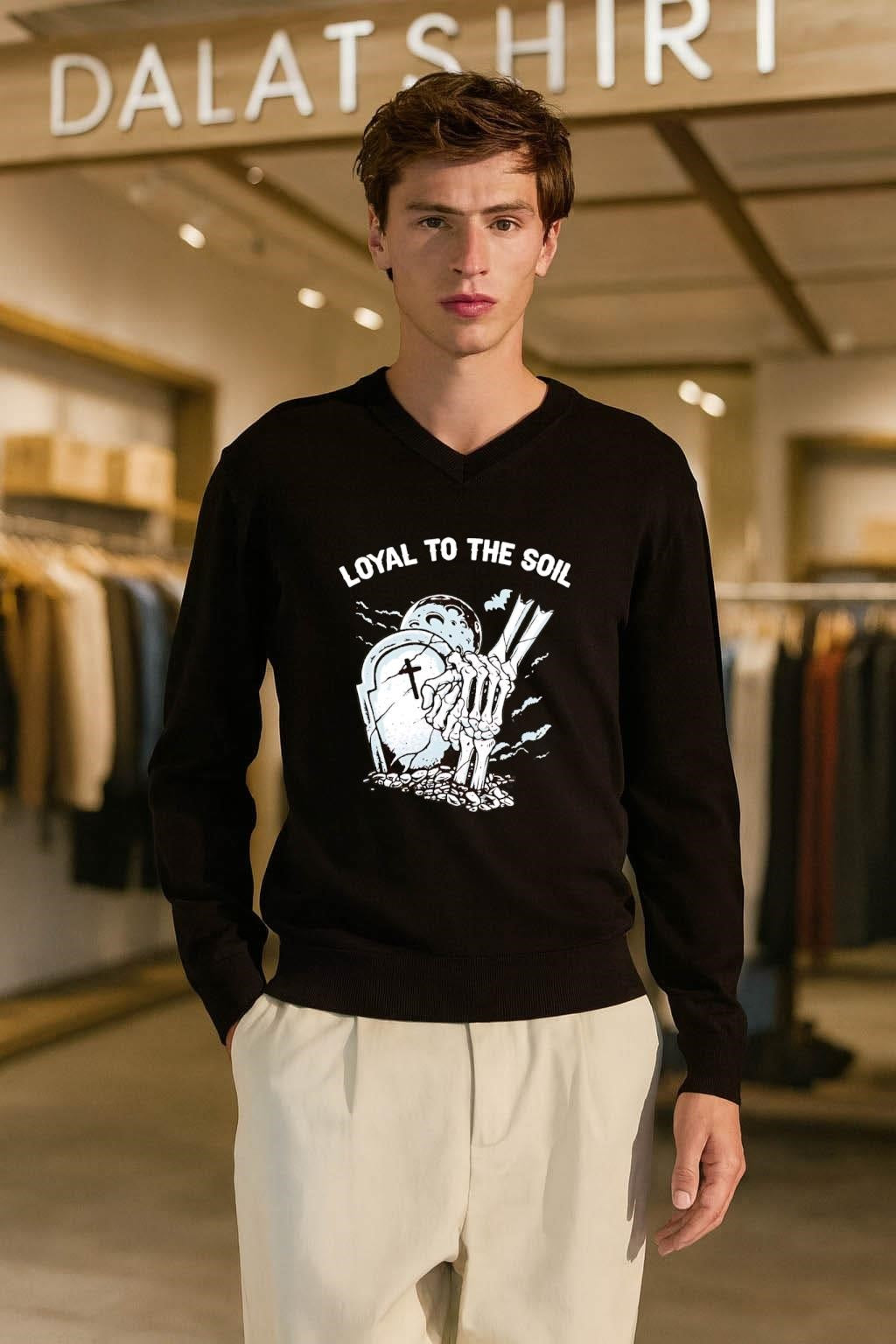 Loyal to the soil skeleton hands grave moon shirt