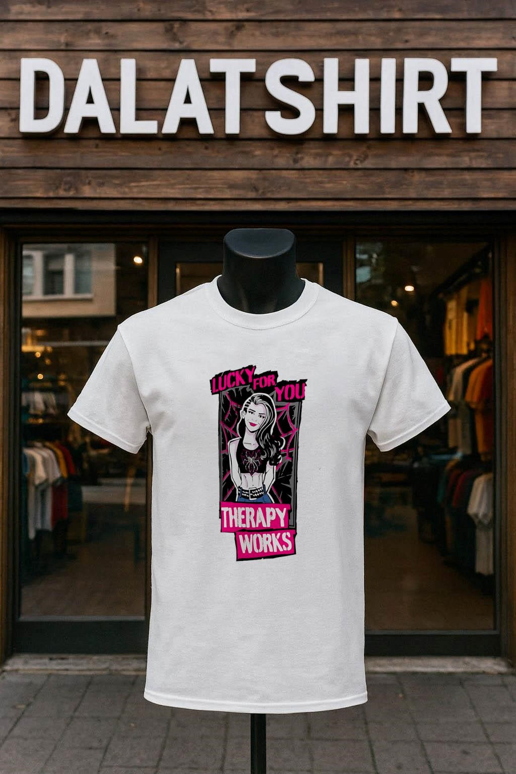 Lucky For You Therapy Works Spider Web Girl shirt