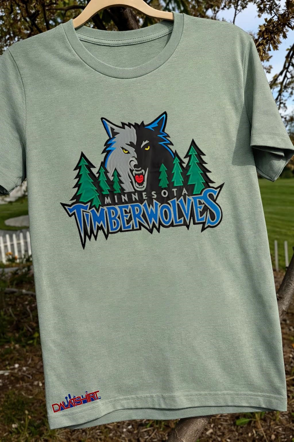 MINNESOTA TIMBERWOLVES Forest Wolf Head Logo Graphic Basketball Art shirt