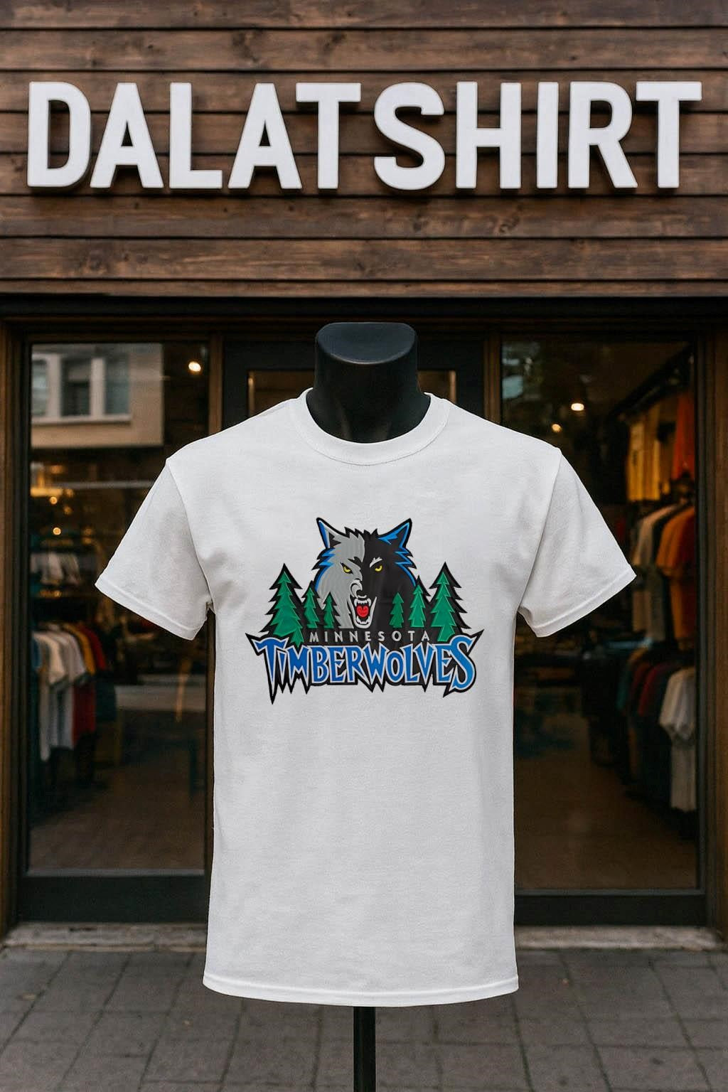 MINNESOTA TIMBERWOLVES Forest Wolf Head Logo Graphic Basketball Art shirt
