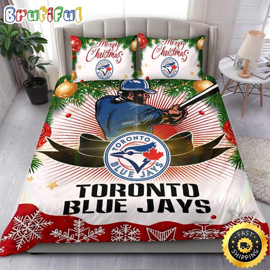 MLB Toronto Blue Jays Bedding Sets Merry Christmas Quilt Bedding Sets
