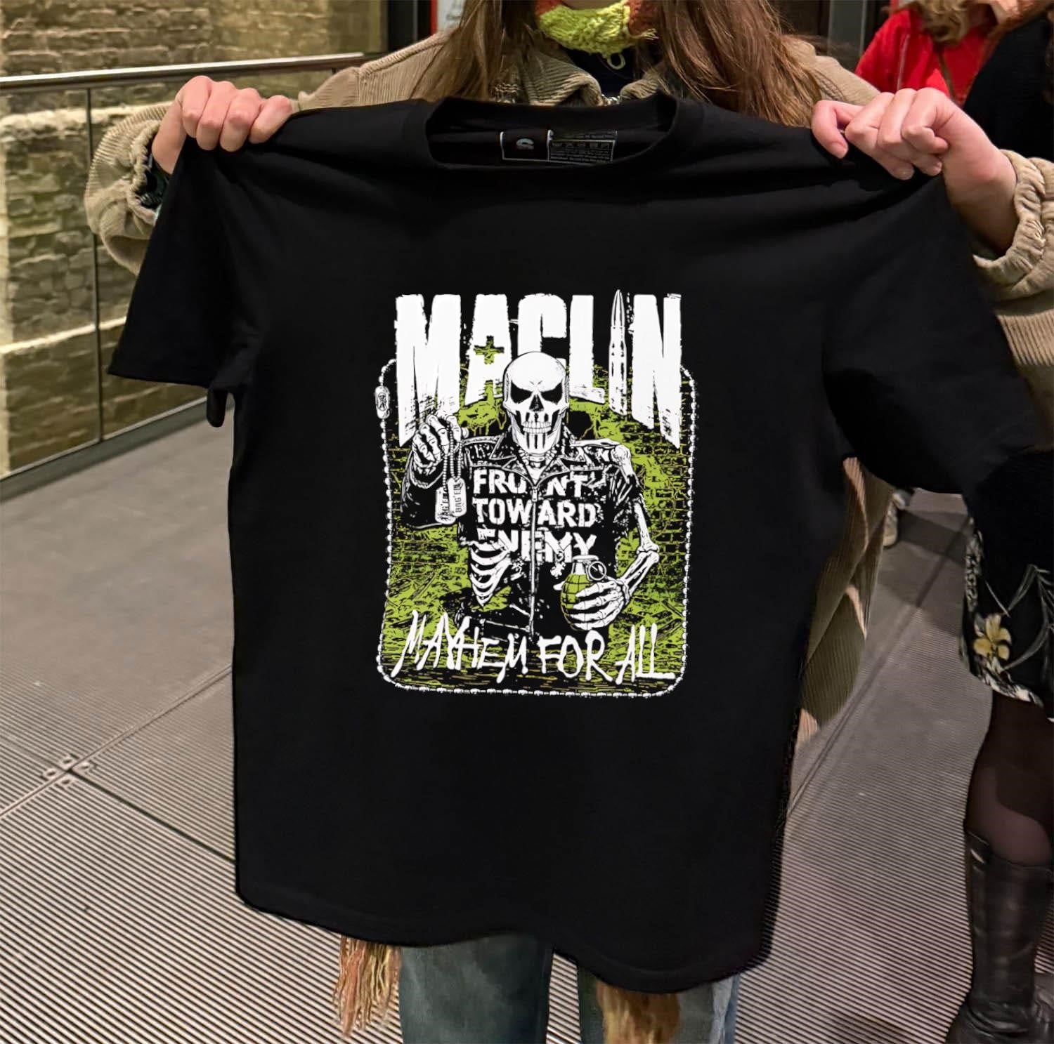 Maclin Skeleton Front Toward Enemy Mayhem For All shirt