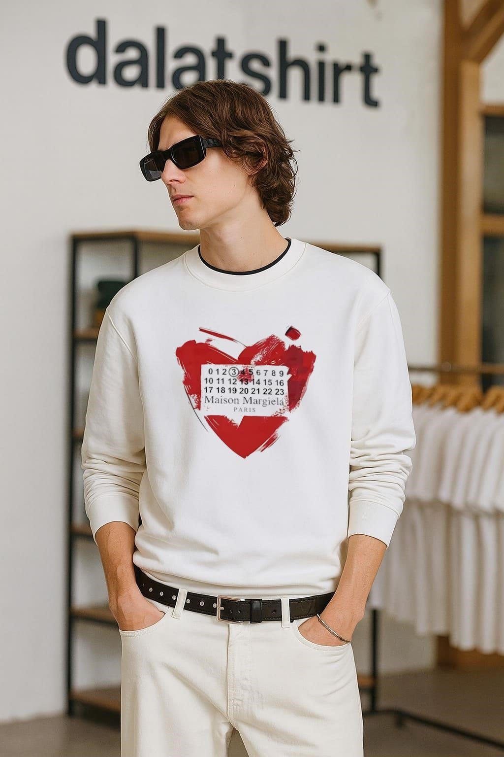 Maison Margiela Paris Heart Red Brush Stroke shirt