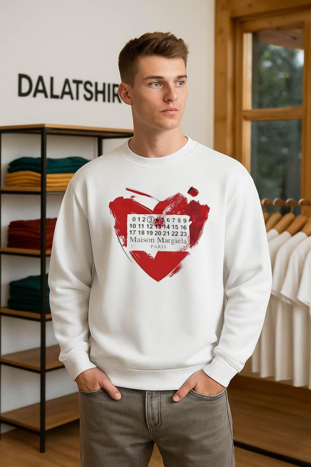 Maison Margiela Paris Heart Red Brush Stroke shirt